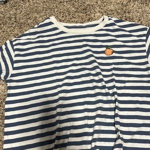 Orange print on stripe